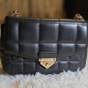 Michael Kors Black Quilted Leather Shoulder Bag 🌟